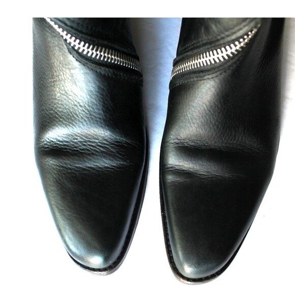 John Fluevog Ruth Skin Spiral-Zip Leather Boot / Size 7.5 / Black - Picture 10 of 13